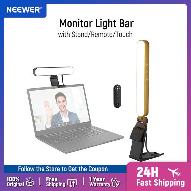 NEEWER Basics 6-W Monitorlichtleiste mit Fernbedienung und Touch-Steuerung, dimmbare zweifarbige LED Schreibtischlampe für Videokonferenzen - Bild 1