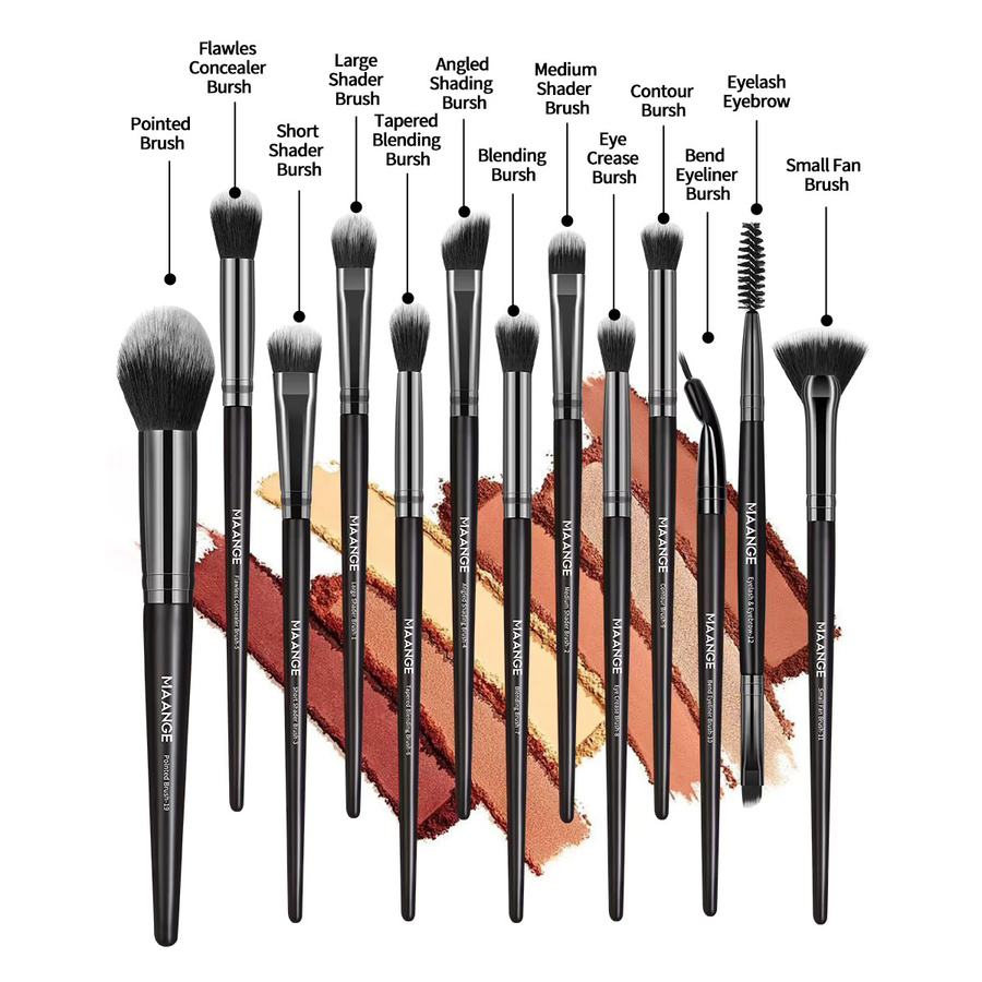 MAANGE Make-up-Pinsel-Set, 13-teilig, mit 4 Make-up-Schwämmen - Bild 2