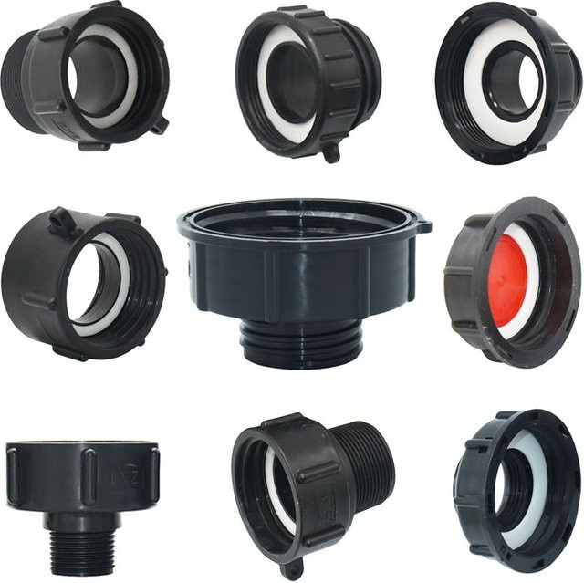 IBC-Tankadapter S60 mit 1/2 Zoll Gewindeanschluss in Schwarz für 1000 Liter Tanks - Bild 1