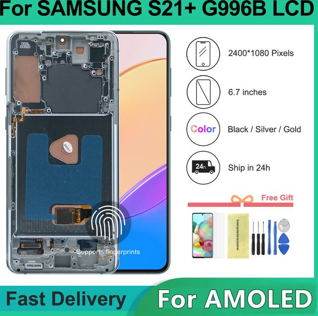 Samsung AMOLED LCD Display mit Rahmen für Samsung S21 Plus 5G G996B in Schwarz - Bild 1