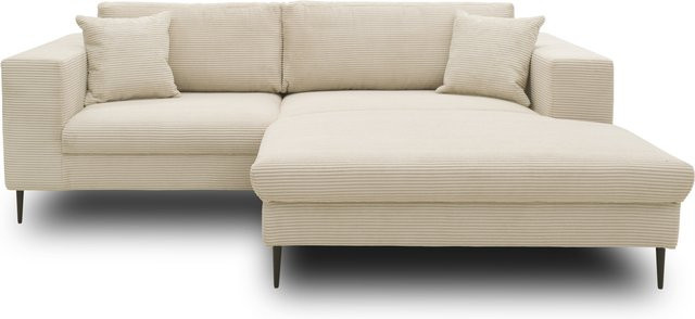 DOMO Ecksofa Modica mit Longchair rechts in Beige mit Schlaffunktion und Armlehnen - Bild 1