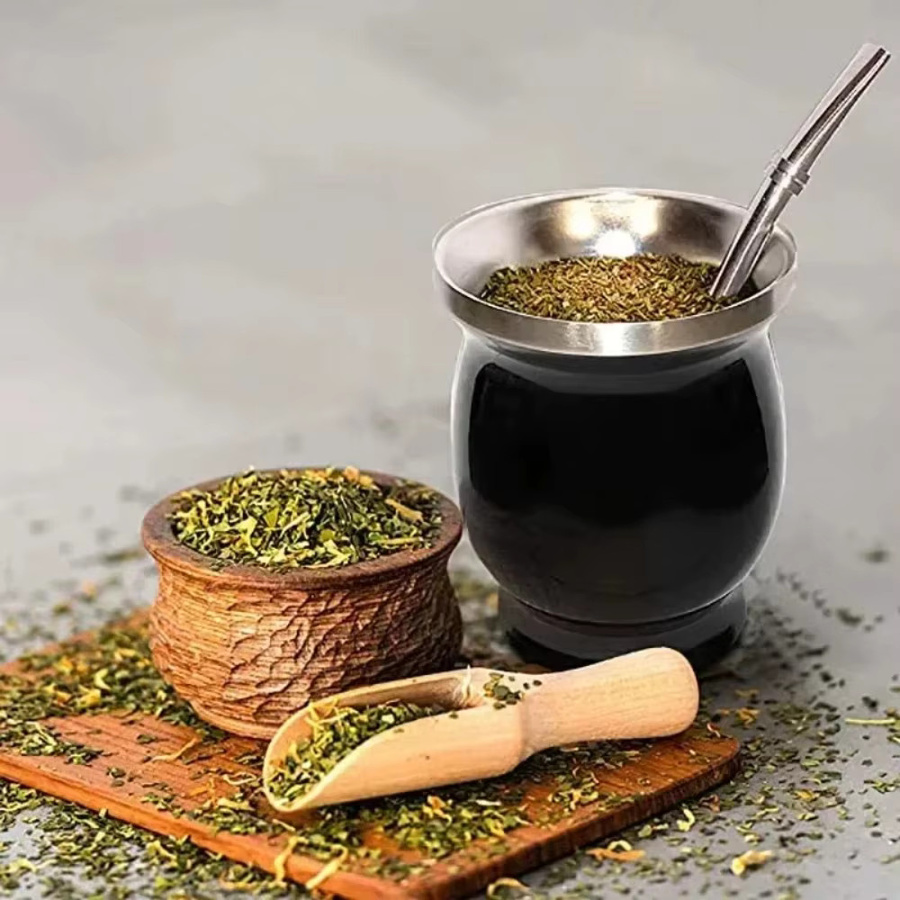 Untior Yerba-Mate-Becher aus 304 Edelstahl in Braun, doppelwandiges Teetassen-Set mit 230 ml Volumen inklusive Illas und Reinigungsbürste - Bild 3
