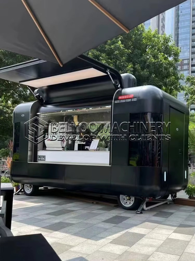 BELYOO Mobiler Kaffeeanhänger in Schwarz als Streetfood-Kiosk mit voll ausgestatteter Küche und Catering-Truck - Bild 6