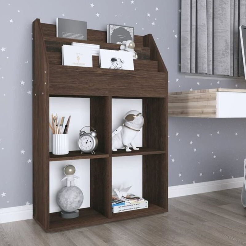 Kinder-Bücherregal Vidaxl aus Holzwerkstoff in Räuchereiche, Braun, B/T/H: 71 x 30 x 114 cm - Bild 1