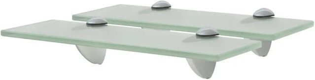 vidaXL Schweberegale aus gehärtetem Sicherheitsglas in Transparent und Weiß, 2er Set, B: 30 cm, T: 20 cm, H: 0,8 cm - Bild 1
