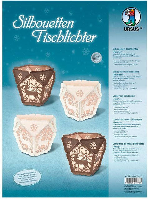 URSUS Silhouetten-Tischlichter Rentier aus Fotokarton in Creme und Braun - Bild 1