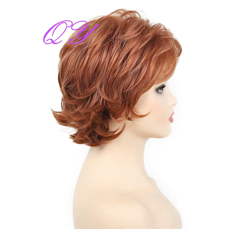 IQRYR WIG Synthetische Perücke für Damen, braun, gerade, Pixie-Schnitt mit Pony - Bild 2