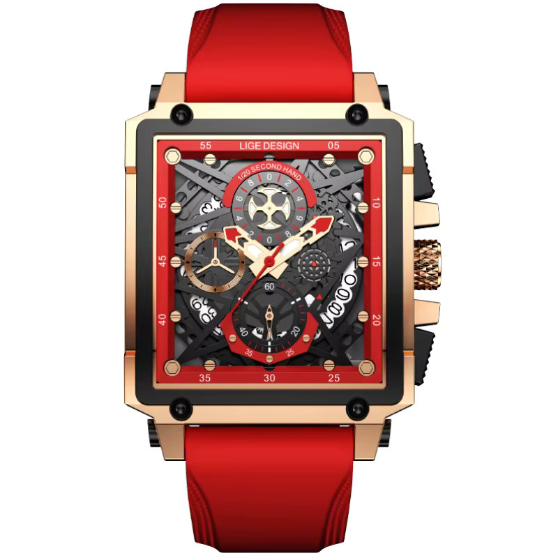 LIGE Armbanduhr Quarz, Silikon, Chronograph, Datum, Herren - Bild 5