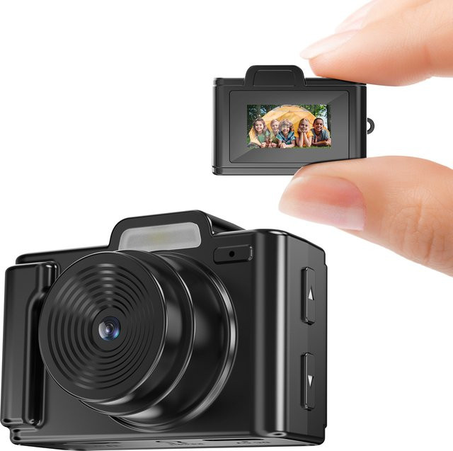 POVCAN E9 Mini-Schlüsselanhänger-Kamera in Schwarz mit HD 1080P Bildschirm und integrierter Lampe als ultra-kompakter Videorekorder - Bild 1