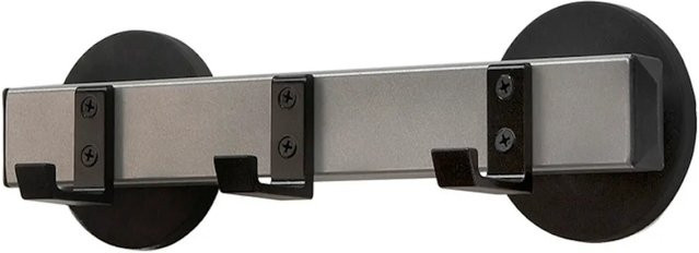 PROREGAL Magnetische Wandgarderobe mit 3 Haken in Schwarz und Silber, H x B x T: 10 x 8 x 30 cm - Bild 1