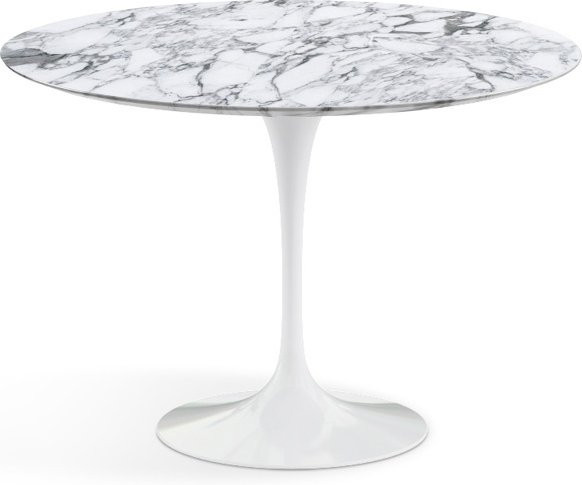 Knoll International Saarinen Esstisch rund in Weiß mit Marmorplatte - Bild 1