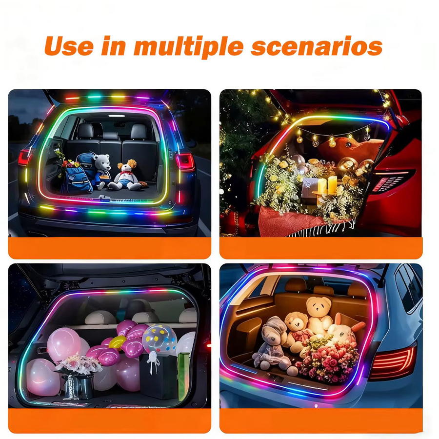 4M RGB LED Auto Innenbeleuchtung mit App-Steuerung, flexible wasserdichte Neon-Flex Ambiente-Lichtleiste für 12V Fahrzeuge, Multicolour - Bild 5