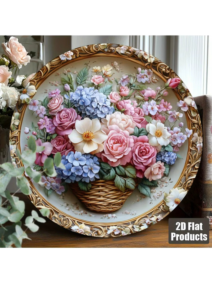 VogueMetal Rundes Blumen-Wandkunst Schild aus Aluminium in Multicolour, Durchmesser: 60,96 cm - Bild 7