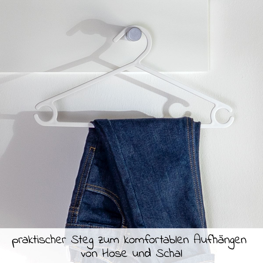 LaLoona Kleiderbügel für Babys und Kinder aus Kunststoff, 22 Stück, Weiß, platzsparend mit Kleiderbügelstange, Breite: 30,5 cm, Höhe: 15,0 cm, Tiefe: 30,5 cm - Bild 3