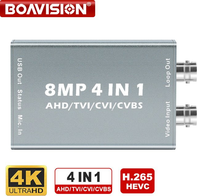 BOAVISION 8MP 4-in-1 Videoaufnahmekarte in Silber zur Konvertierung von AHD/TVI/CVI/CVBS-Videosignalen in ein USB-Signal mit Plug and Play Funktion - Bild 1
