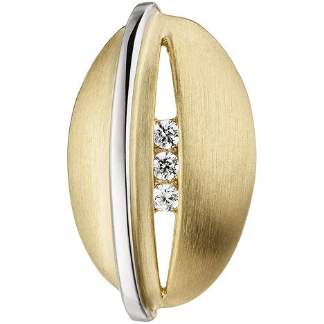 Colfem Anhänger 375 Gelbgold, Weißgold bicolor, matt, 3 Zirkonia, Unisex - Bild 1