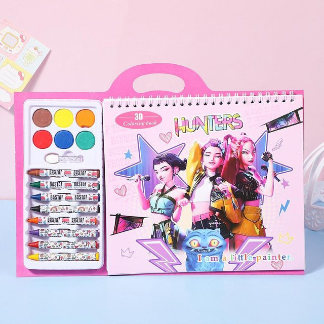 Yiran toy 1 KPop Kinder Zeichen- und Malbuch Dämonenjäger, rosa, ab 3 Jahre - Bild 1