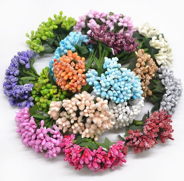 12-teiliges Set dekorative Blumenkränze von TTCY, künstliche Staubblatt-Pflanzen in Multicolour für Hochzeit, Weihnachten und Scrapbooking - Bild 1