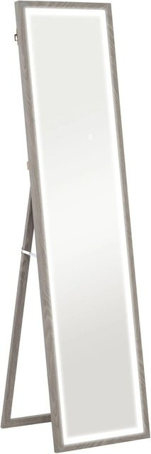 HOMCOM Ganzkörperspiegel mit LED-Beleuchtung und Touch-Schalter, dimmbar, Grau, MDF und gehärtetes Glas, H x B x T: 160 x 5 x 40 cm - Bild 1