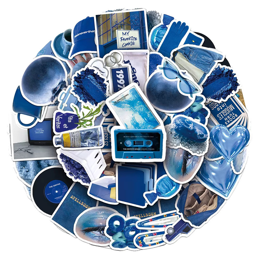Rspctou Blaue Ästhetische Graffiti Aufkleber mit Abstrakten Motiven für DIY Dekoration von Wasserflaschen, Notizbüchern und Handys - Bild 2