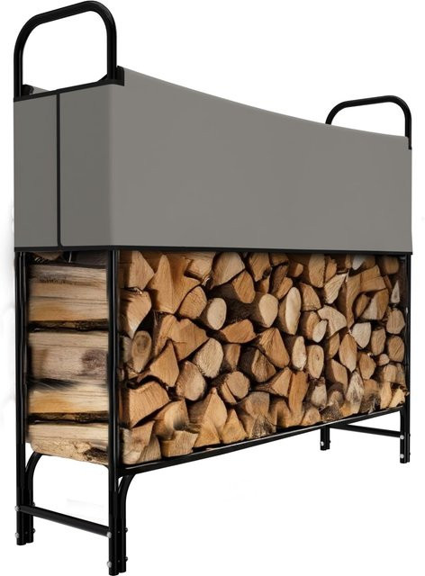 GARMIO Kaminholzregal aus Metall mit Abdeckung und Stapelhilfe, pulverbeschichtet, B/T/H: 130 x 30 x 117 cm - Bild 1