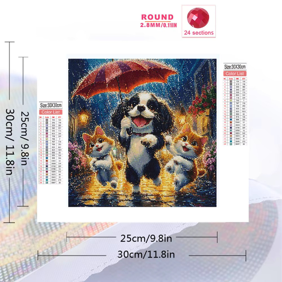 EverShine DIY Diamant-Mosaik Tierbild mit Vollbesatz Hund und Katze in Multicolour für Erwachsene und Anfänger B/H: 20 x 20 cm - Bild 2