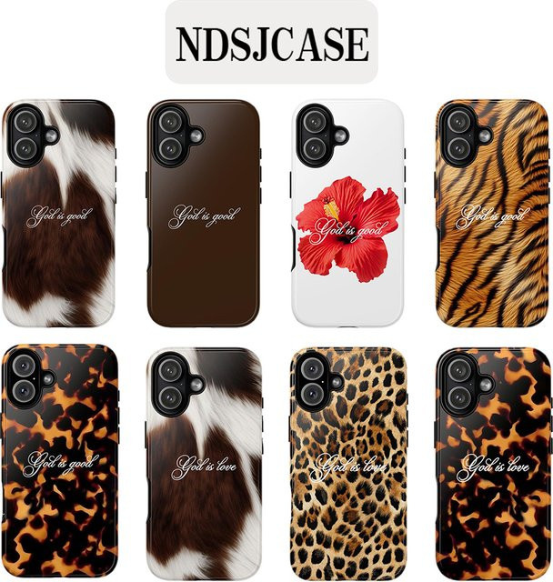 Clmj God is good Leopard Handyhülle für iPhone 11 bis 17 Pro Max Plus, Doppelschichtige Rückabdeckung, Multicolour - Bild 1