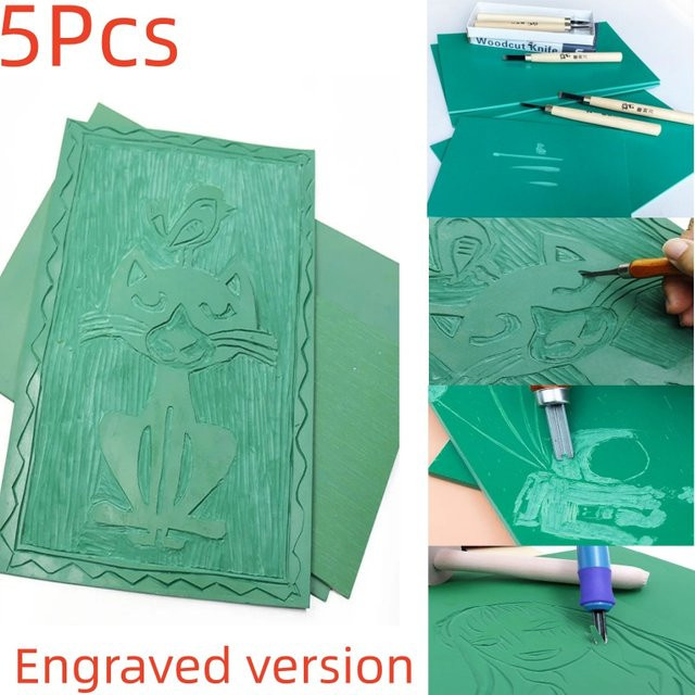 Gummiblock für Druckgrafik und Linolschnitt Set mit grünen Schnitzblöcken für Künstler und Einsteiger - Bild 1