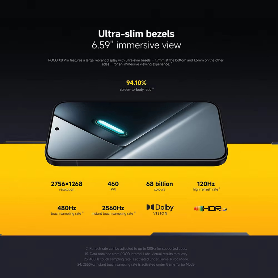 Xiaomi POCO X8 Pro Global Version Smartphone mit 12GB RAM und 512GB Speicher, 1.5K 120Hz Ultra Bright AMOLED Display und 50MP Kamera, Farbe: Weiß - Bild 4