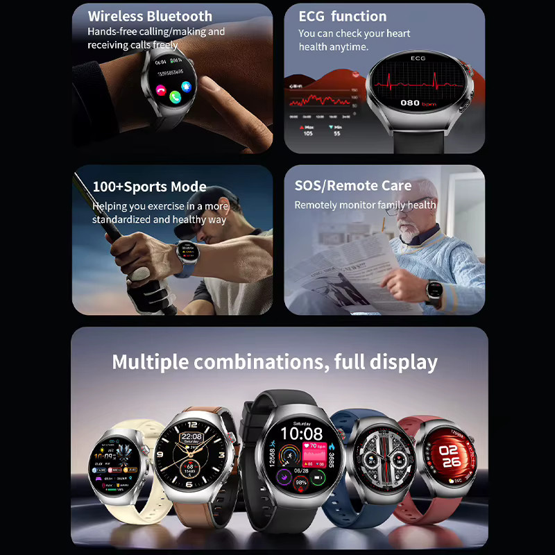 Yaocx Smartwatch mit Körperanalyse, EKG, Blutfett- und Harnsäuremessung sowie Sprachfunktion in Gelb für Damen und Herren - Bild 4