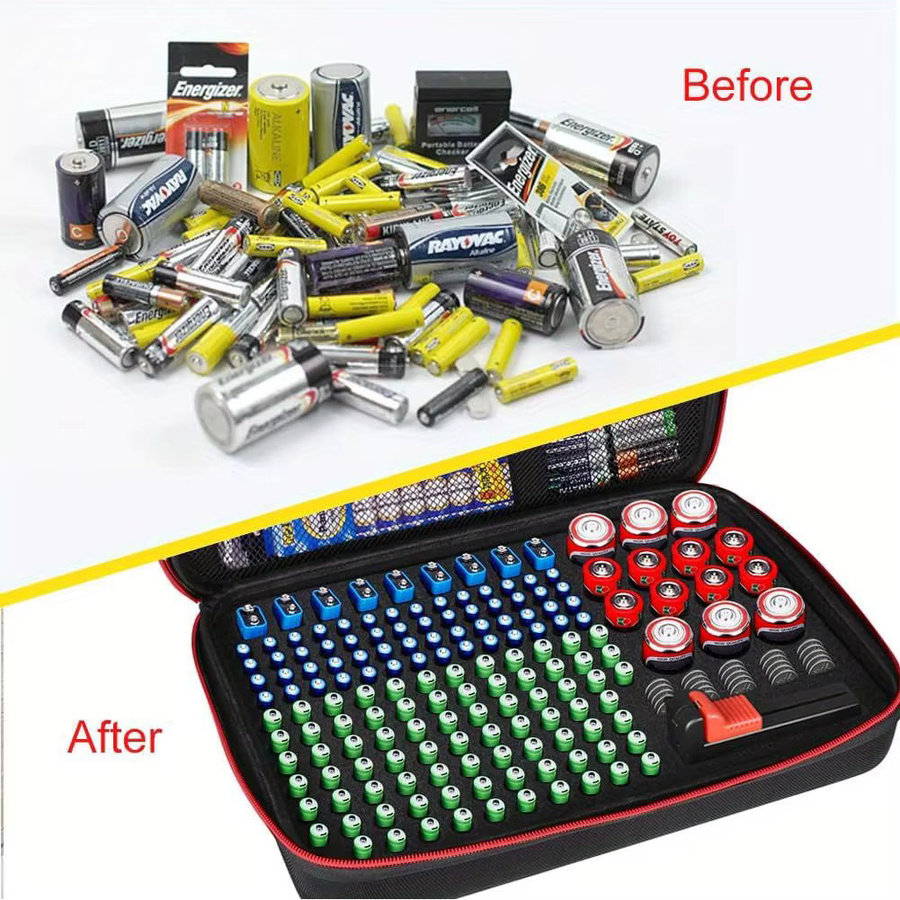 Lousxy Batterie-Aufbewahrungs-Organizer in Schwarz für AAA, AA, C, D und 9V Batterien mit Platz für bis zu 198 Batterien - Bild 3