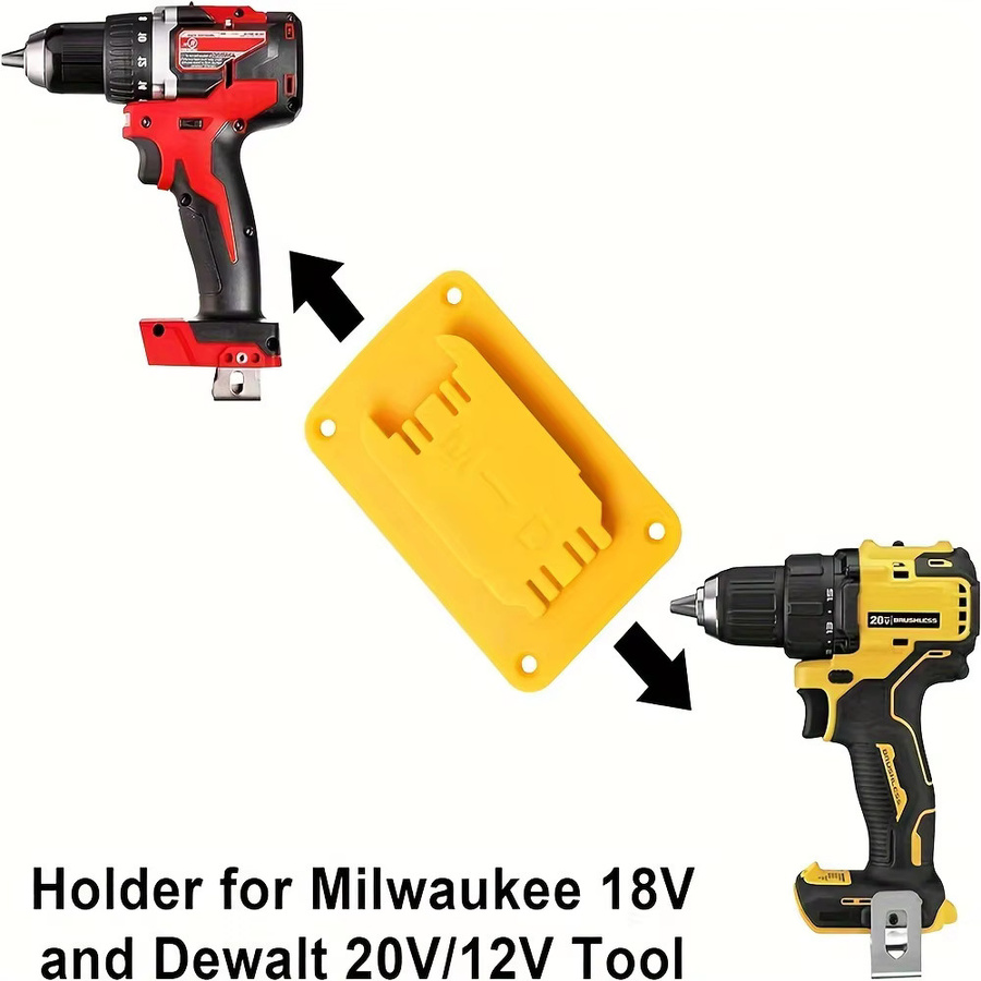 5er Pack Werkzeughalter Wandhalterung für DeWalt 14,4 V-20V und Milwaukee 18V in Rot und Gelb - Bild 3