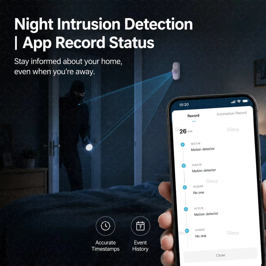 Tuya WiFi Smart PIR-Bewegungssensor mit Lichtdetektor, Temperatur- und Feuchtigkeitserkennung in Weiß für Smart Life Sicherheitsautomatisierung - Bild 4
