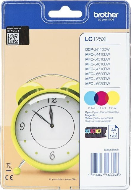 Brother LC125XL Rainbow Pack Tintenpatronen mit hoher Kapazität in Cyan, Magenta und Gelb für Brother Drucker - Bild 3
