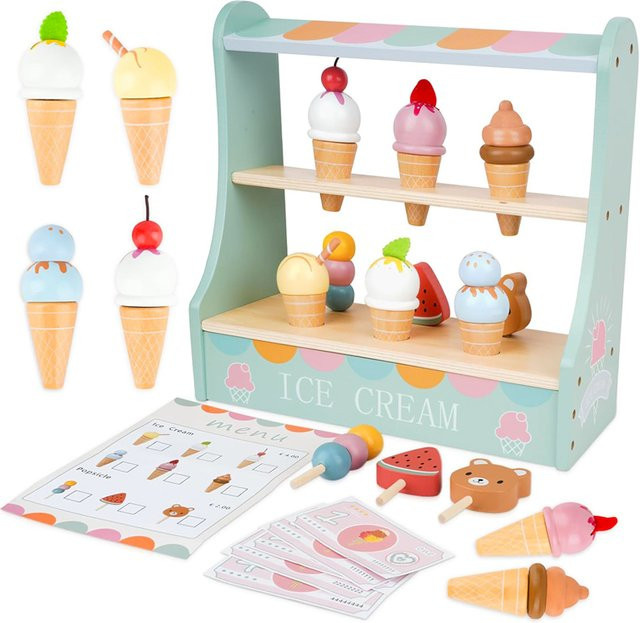 BizyKoady Holz Eis Montessori Spielzeug, Küche Rollenspiel, ab 3 Jahre - Bild 1