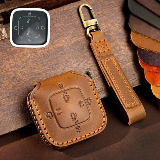 Zeekr High-End Leder Schlüsselabdeckung für Zeekr X, 001 und 009 in Braun mit Bluetooth Smart Key Schutzfunktion - Bild 1