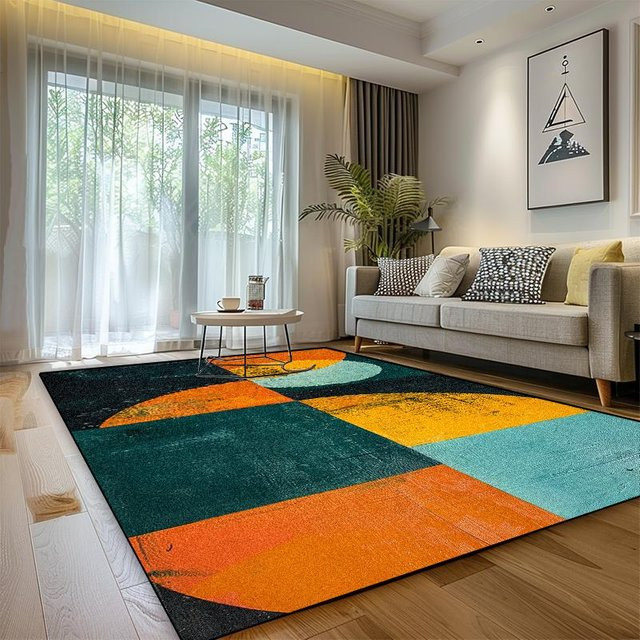Moderner Luxusteppich JGJG mit geometrischem Design, weich und waschbar, rutschfest, Mehrfarbig, B/T: 60 x 90 cm - Bild 1