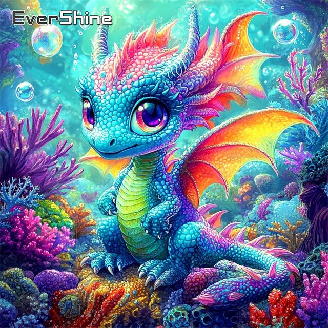 Evershine DIY Drachen Diamant-Stickerei als Korallenbild in Multicolour für Wandkunst, B/H: 20 x 20 cm - Bild 1