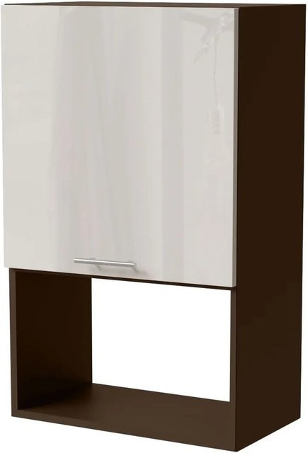 Feldmann-Wohnen Mikrowellenumbauschrank Brerra W4MK/60 in Creme Hochglanz, B/T/H: 60 x 32,5 x 96 cm - Bild 1