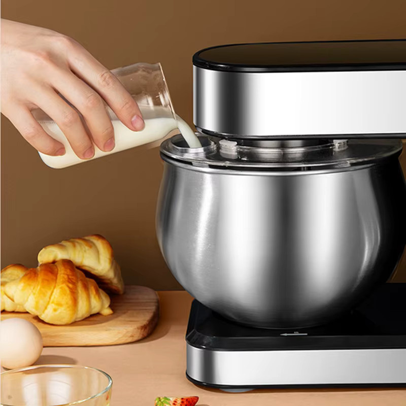 SUSWEETLIFE Standmixer Küchenmaschine mit 1200W Motor in Schwarz und Silber aus Edelstahl mit Knethaken, Rührbesen und Schneebesen sowie kippbarem Kopfdesign - Bild 5