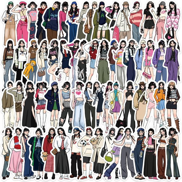 65 Stück Dekorative Aufkleber Vier Jahreszeiten Mode Mädchen für Scrapbooking und Journal BulingBulingStickers Shop Multicolor - Bild 1