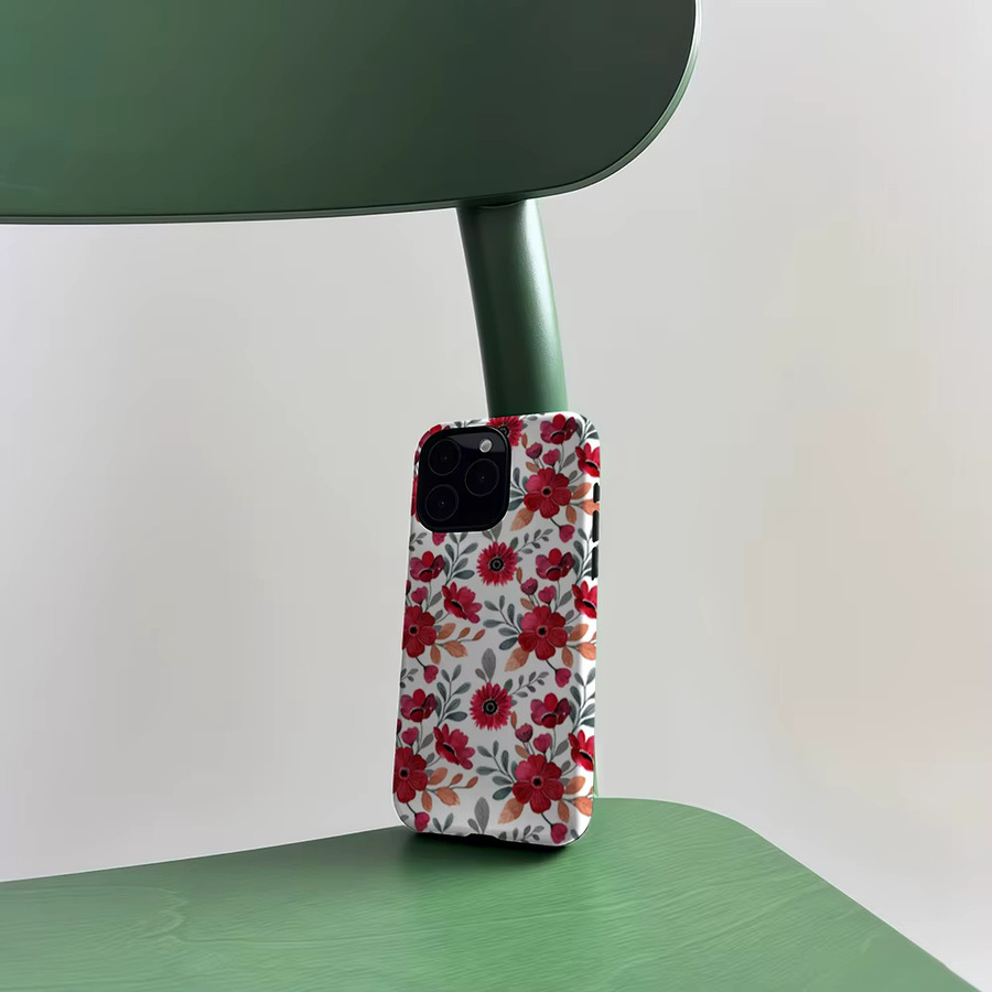 CaseLumi Matte Bumper MagSafe Hülle für iPhone 17 16 15 14 13 Pro Max mit rotem Blumenmuster - Bild 4