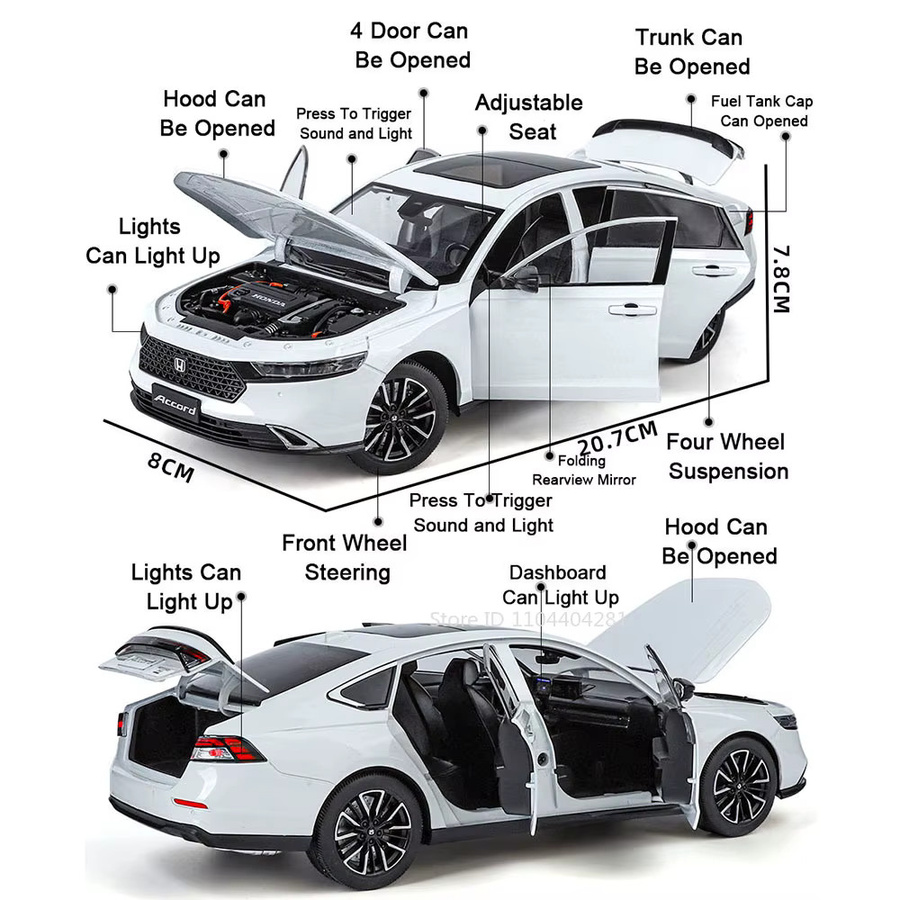 MAKEDA Honda Accord, Modell, 1:18, Metall, mit Licht und Sound - Bild 2