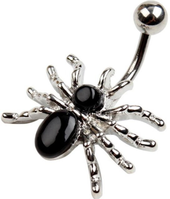 Bauchnabelpiercing Spinne, Edelstahl, Schwarz, Kristall, Damen - Bild 1
