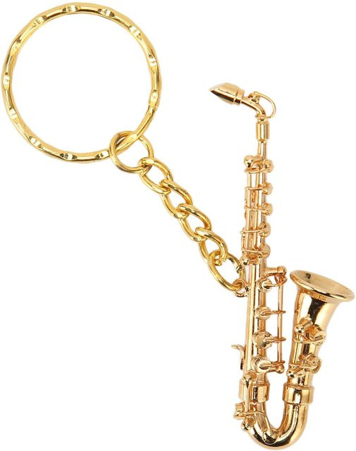 Saxophon-Anhänger Schlüsselanhänger, Messing, Beige, Unisex - Bild 1