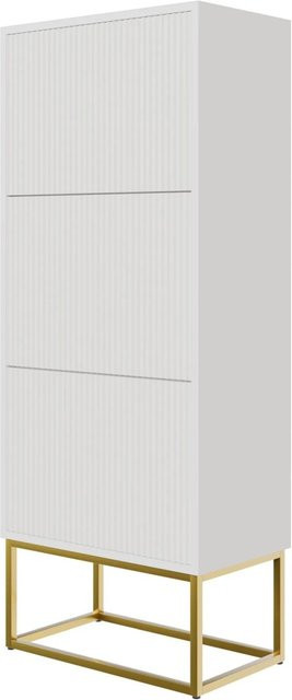 Selsey Schuhschrank Veldio mit Rillenfront in Weiß und goldfarbenem Gestell, B/T/H: 50 x 30 x 125 cm - Bild 1