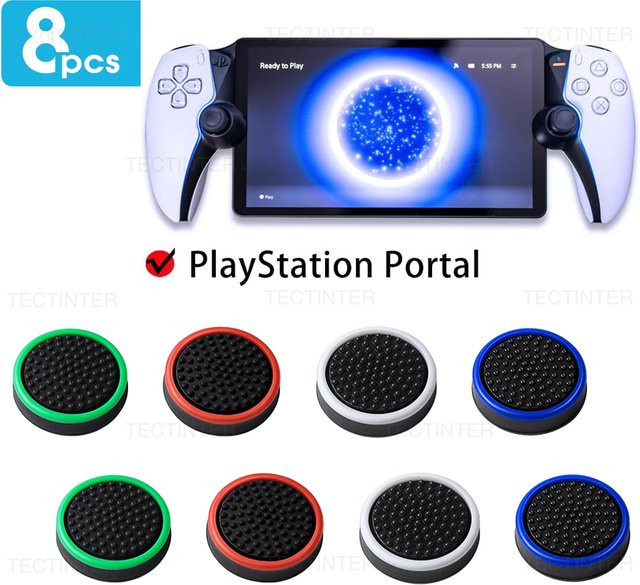 TECTINTER Silikon-Daumenkappen im 8er-Set für PS5 Portal und Nintendo Switch Oled sowie Lite Controller Analogstick-Abdeckungen - Bild 1