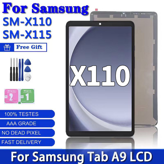 Samsung Tab A9 LCD Display Touchscreen Digitizer Glas Panel Montage in Schwarz für SM-X110 und SM-X115 (8,7 Zoll) - Bild 1