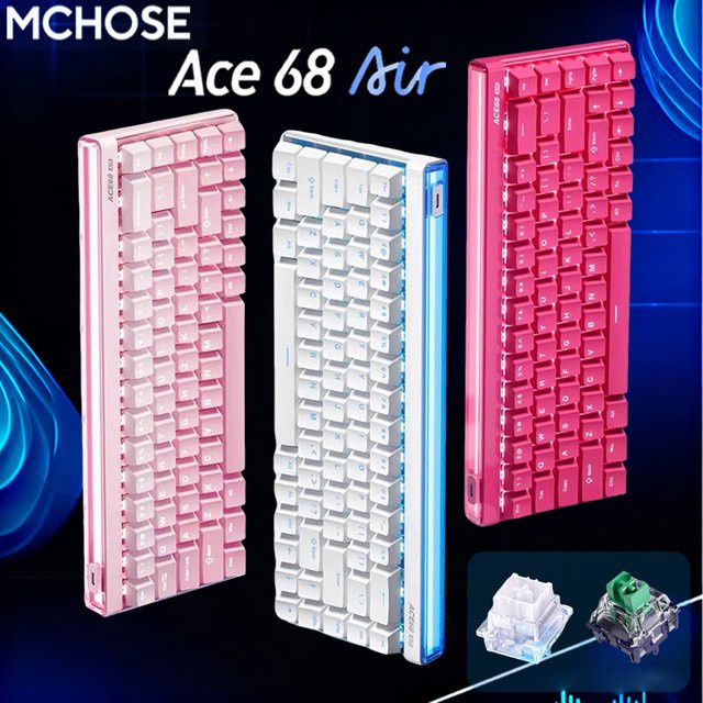 MCHOSE ACE 68 Air Gaming-Tastatur mit Hall-Effekt Magnetic Switches, Rapid Trigger, RGB und 8K Hz Polling Rate in Pink - Bild 1