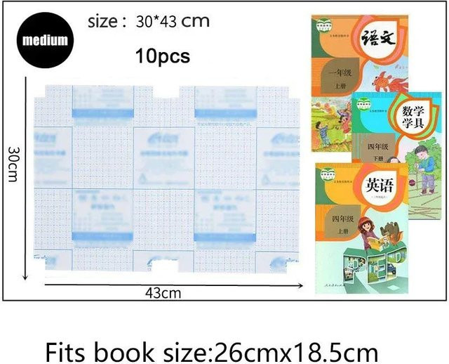 10er-Pack selbstklebende Buchhüllen von Binchi Keji Travel in Transparent, wasserdichte Kunststoff-Buchverpackung für A4 Schulbücher - Bild 1